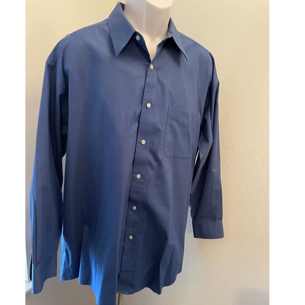 Joseph & Feiss Mens Blue Pinpoint‎ Oxford Dress Shirt 17 32/33 100% Cotton